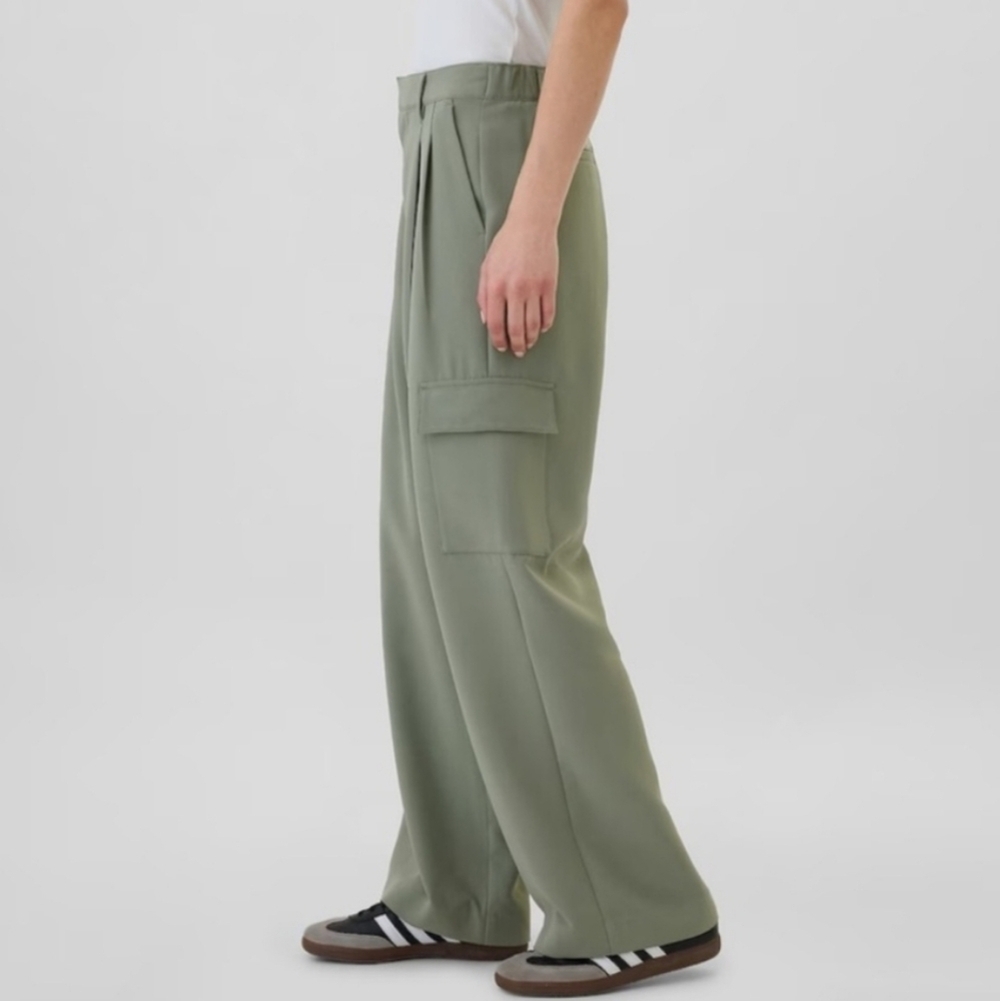 Gap High Rise Easy Wide Leg Cargo Trousers Sage Green 16 - Picture 2 of 10